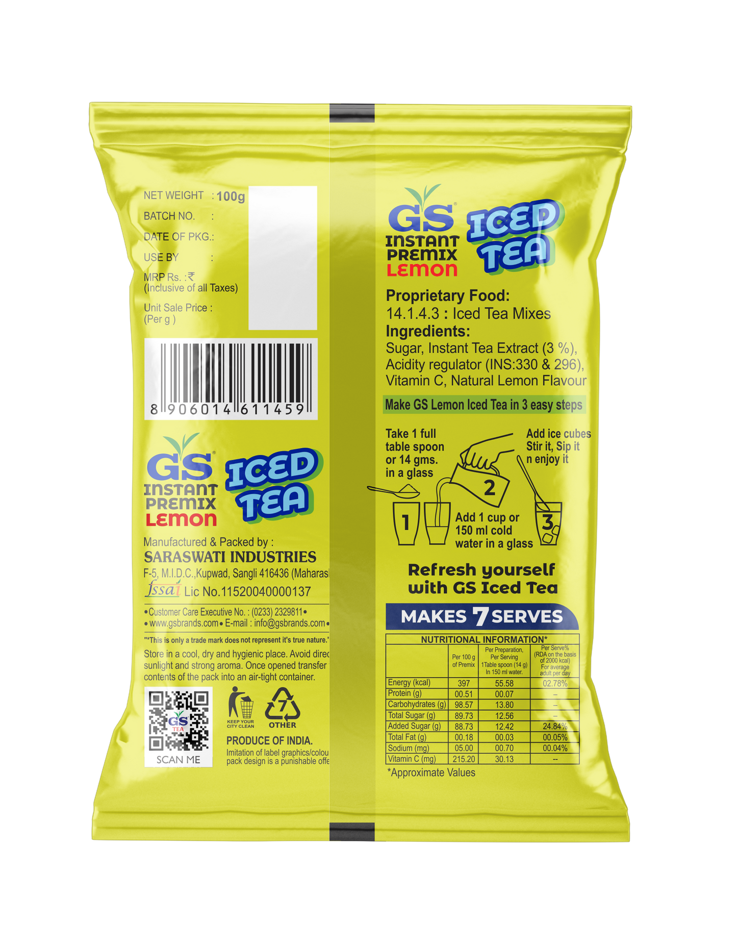 GS LEMON ICED TEA 100g (Pack of 5)